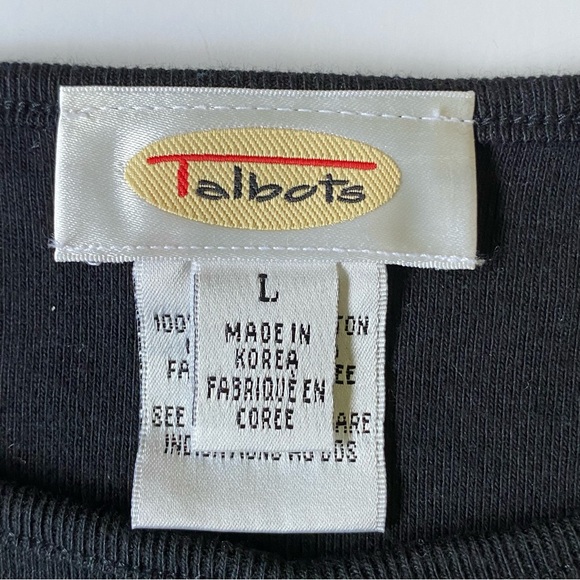 Talbots Shirt Womens Size Large Short Sleeve Keyhole Front 100% Cotton Blouse - Picture 10 of 11